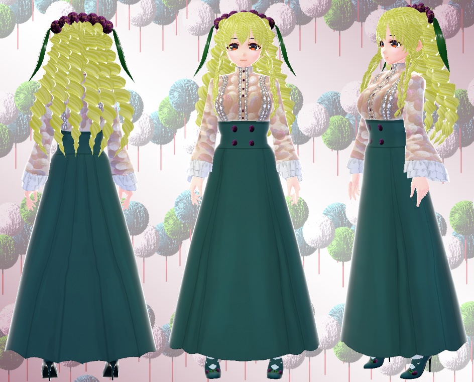 VRoid ブラウス+ハイウェストスカート アリウム