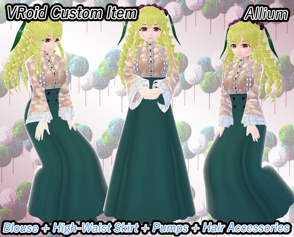 VRoid ブラウス＋ハイウェストスカート　アリウム