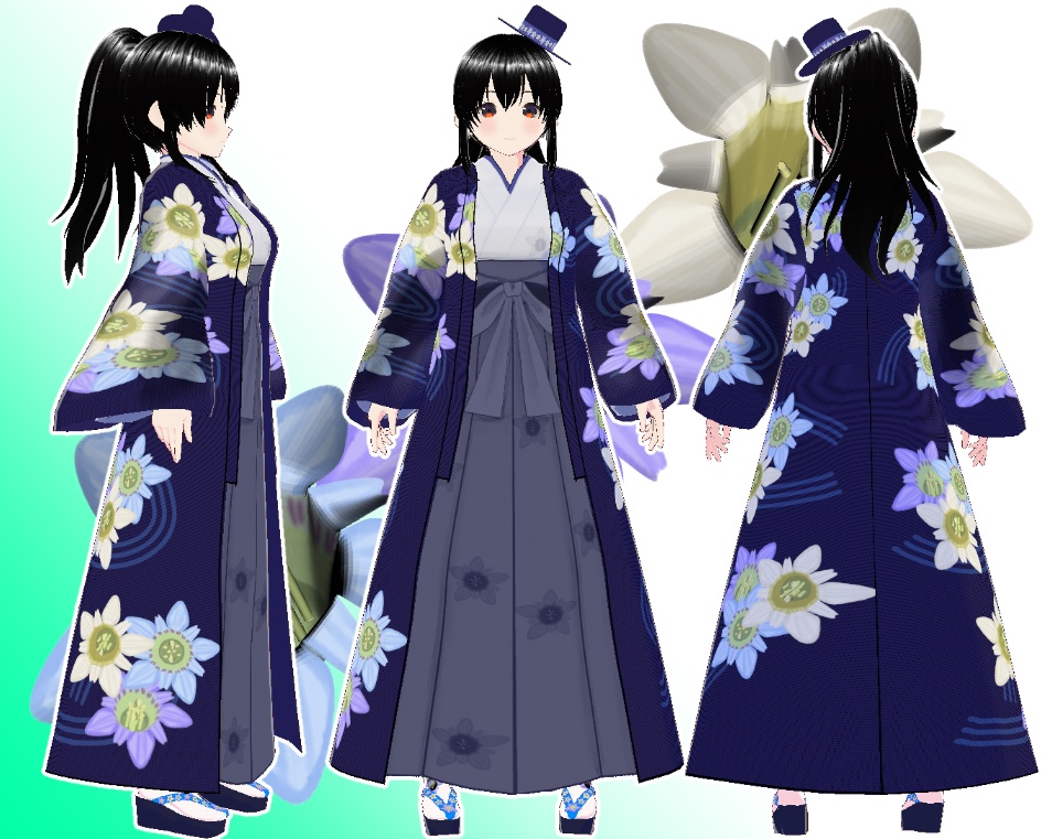 VRoid 羽織付き袴 りんどう