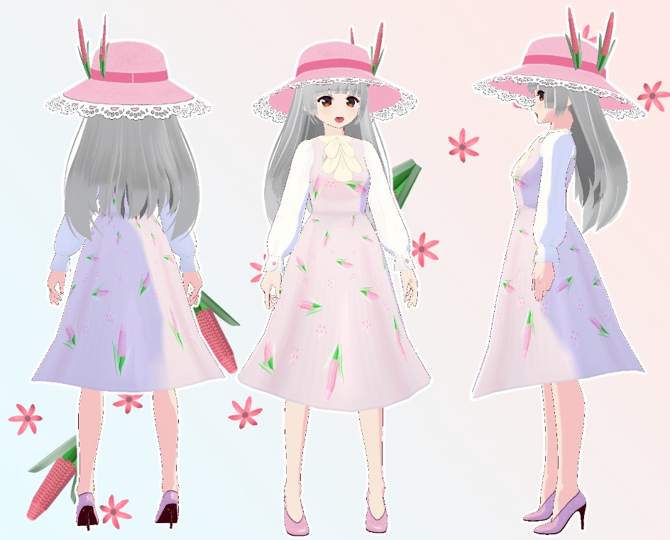 VRoid りかの春コーデ ヒヤシンス