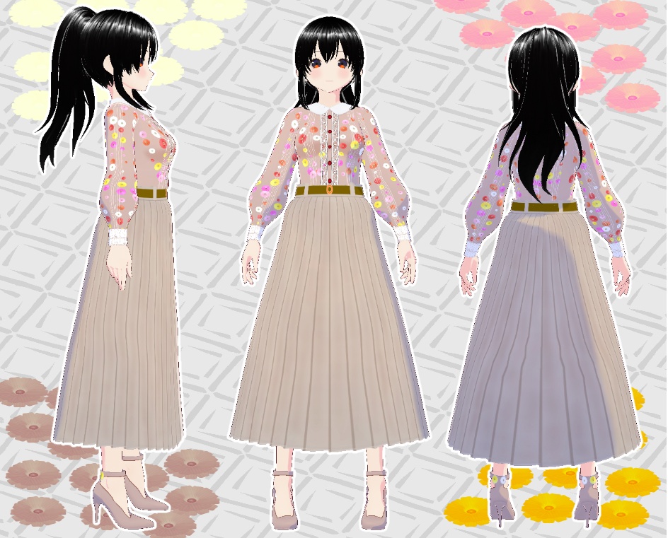 VRoid りまの秋コーデ 百日草