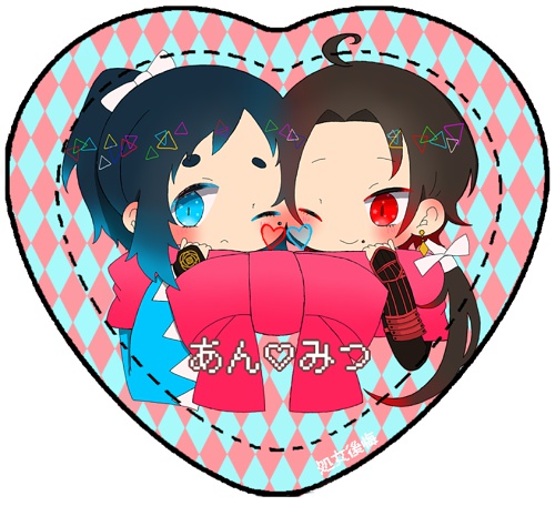 あんみつハート缶バッジ