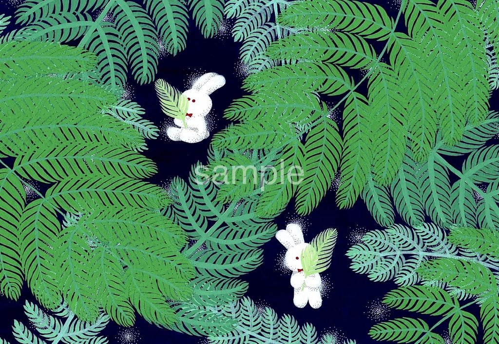 原画「うさぎと植物①」