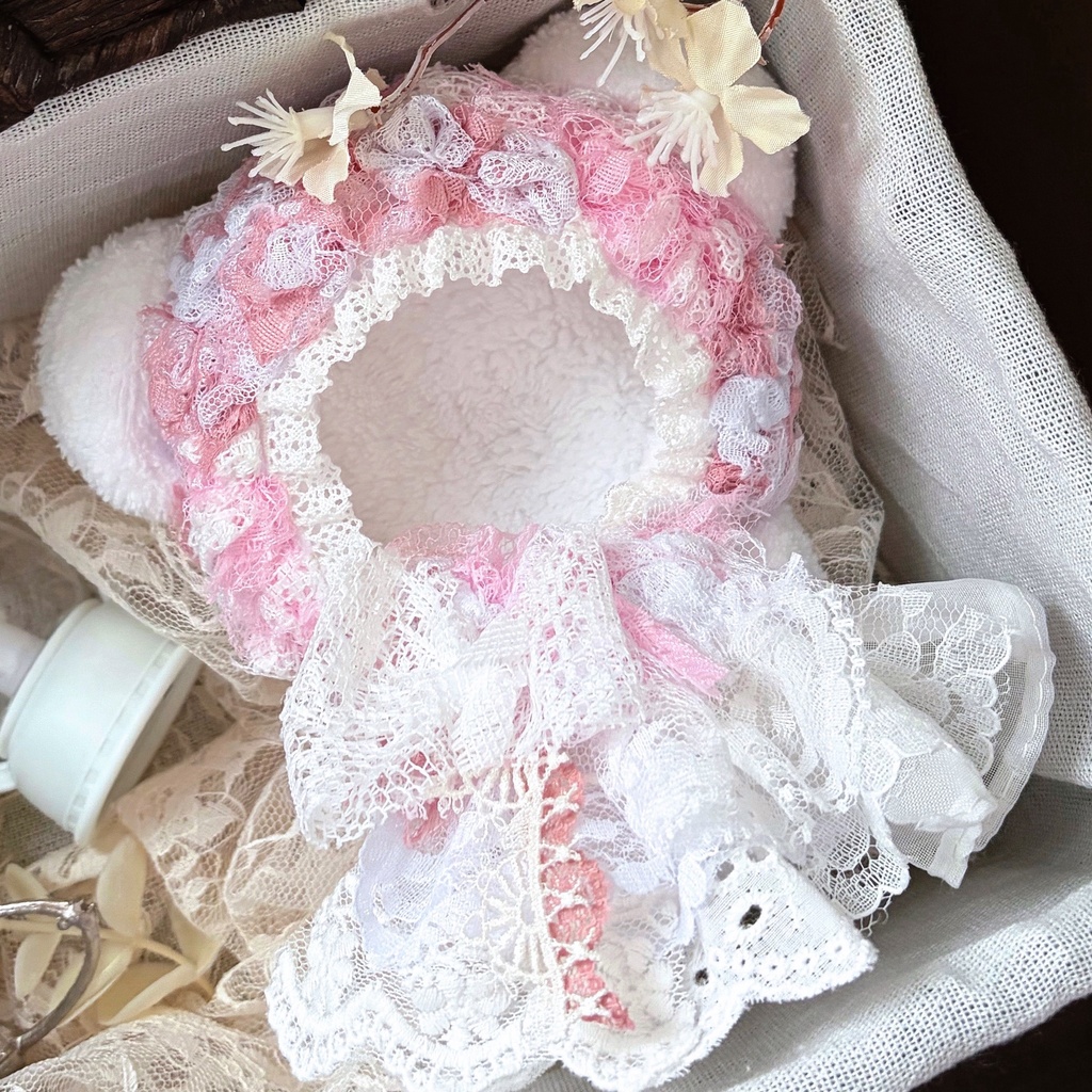 シュクレの夢見花、レースぬい服｜ちびぐるみ｜着ぐるみ｜マスコット｜いつぬい