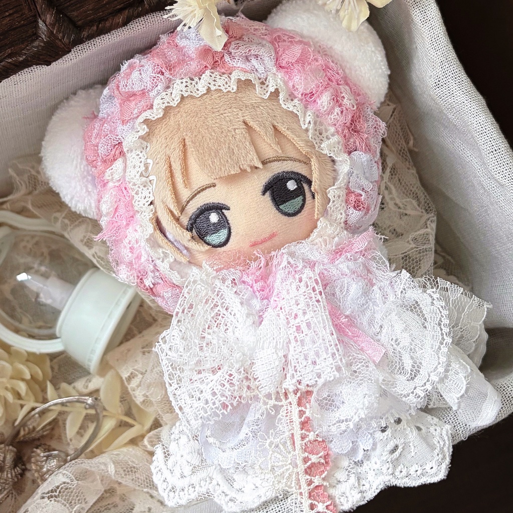 シュクレの夢見花、レースぬい服|ちびぐるみ|着ぐるみ|マスコット|いつぬい