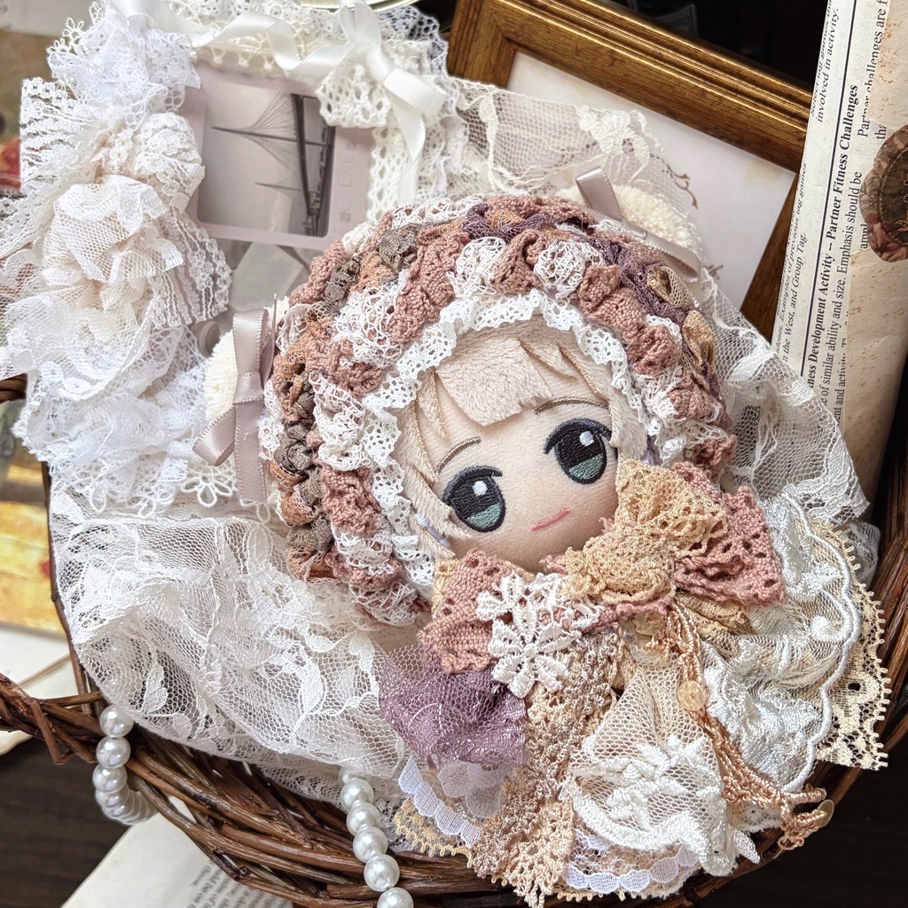 ショコラ・ロシェの花綴り、レースぬい服|ちびぐるみ|着ぐるみ|マスコット|いつぬい