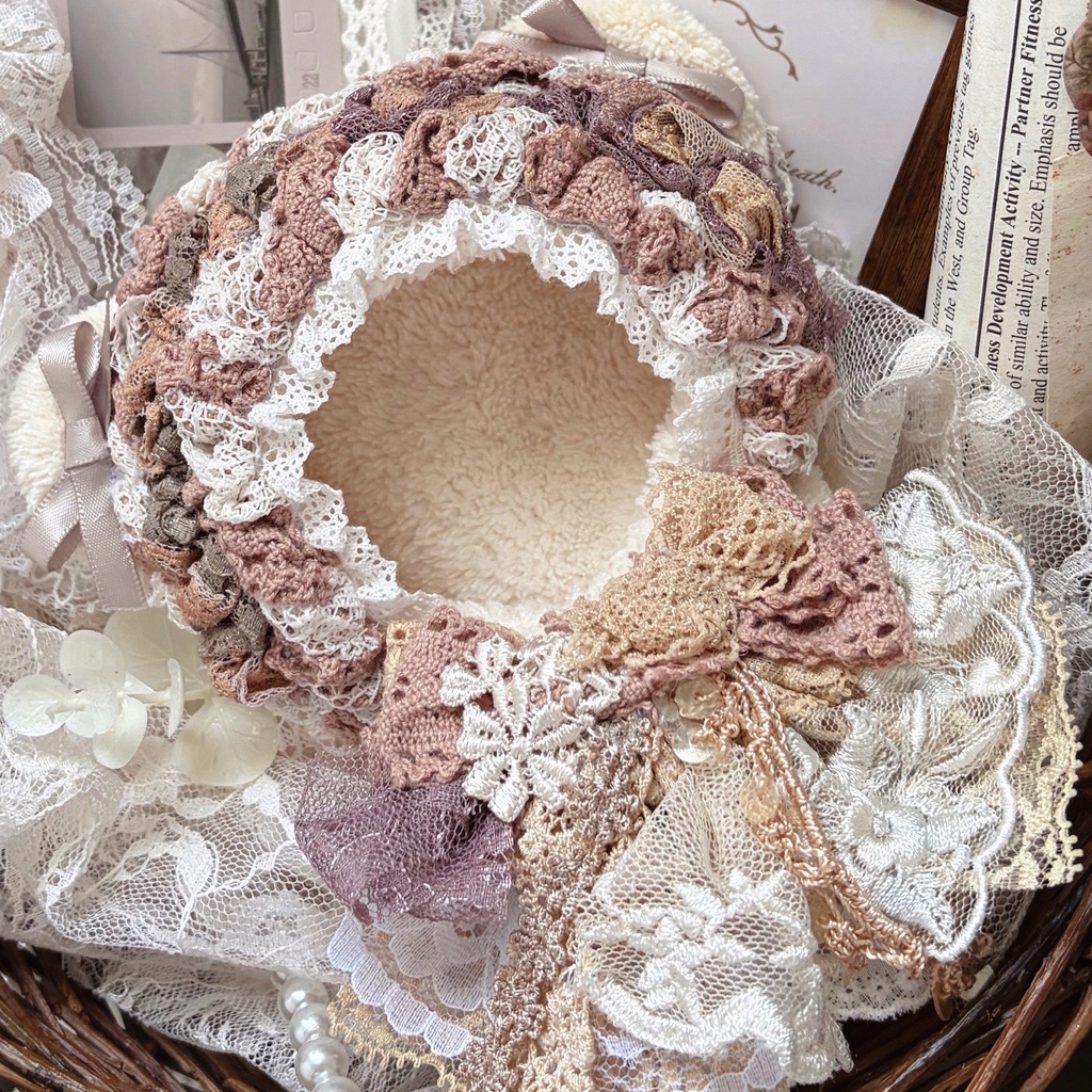 ショコラ・ロシェの花綴り、レースぬい服|ちびぐるみ|着ぐるみ|マスコット|いつぬい