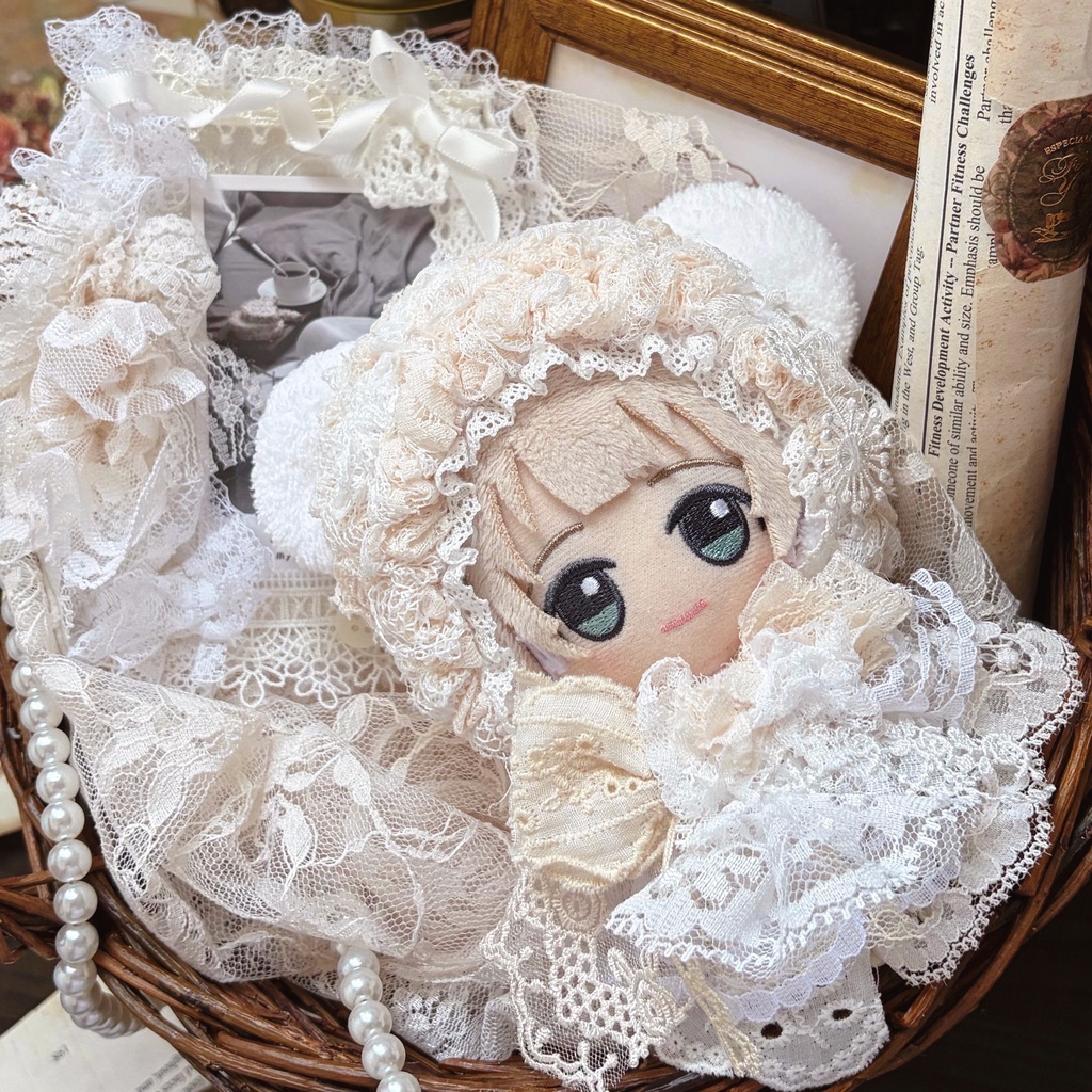 白詰草の風揺、ゆらゆらレースぬい服|ちびぐるみ|着ぐるみ|マスコット|いつぬい