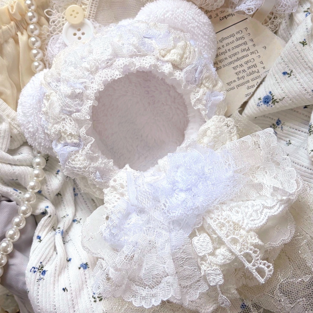 白透の羽波、レースぬい服｜ちびぐるみ｜着ぐるみ｜マスコット｜いつぬい
