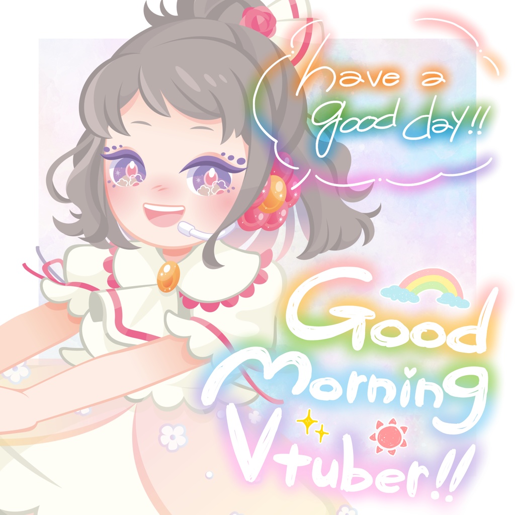 【フリー素材】おはようVtuber用手描き素材【#MATERIAL_ch87】