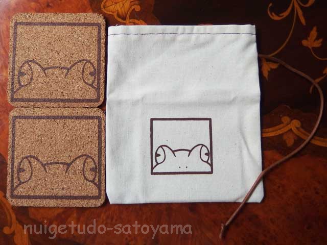 かえるかおコルクコースター