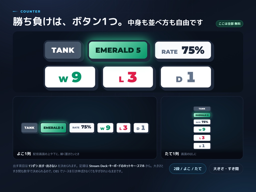 【OBSツール】OBS 配信キット — 戦績カウンター・待機画面・コメント表示(テスター募集)