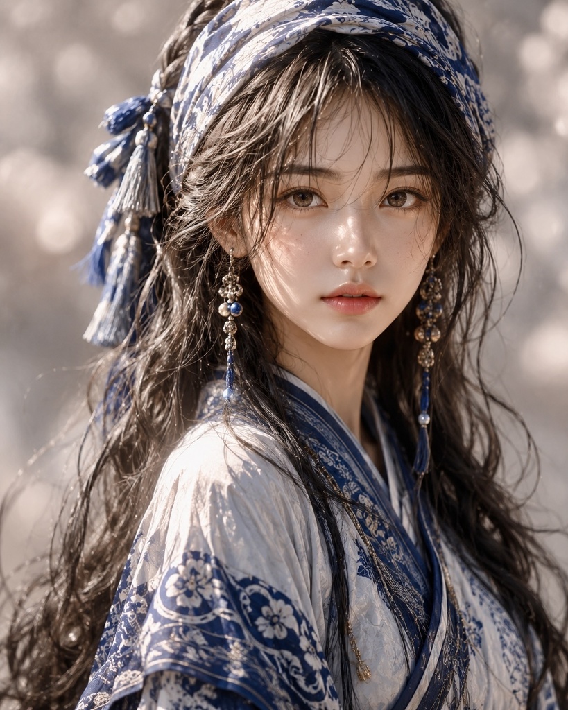 蒼穹の美姫：異国情緒漂う和風ファンタジー肖像画