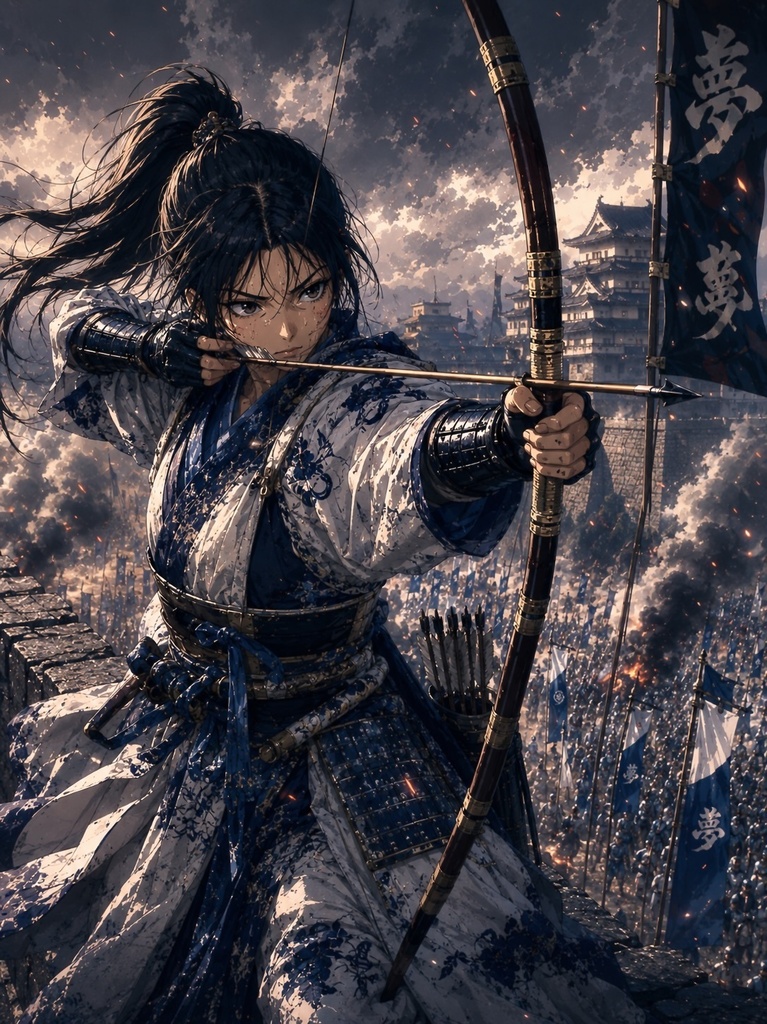 雪山城の黒衣くノ一 - シネマティック和風ダークファンタジー壁紙 (女忍者)