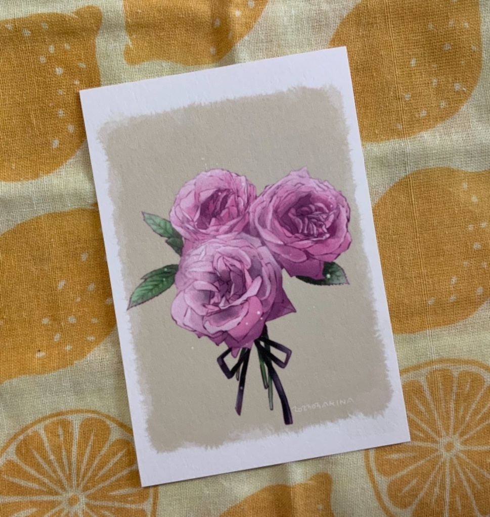 ポストカード(ピンクのミニバラ)