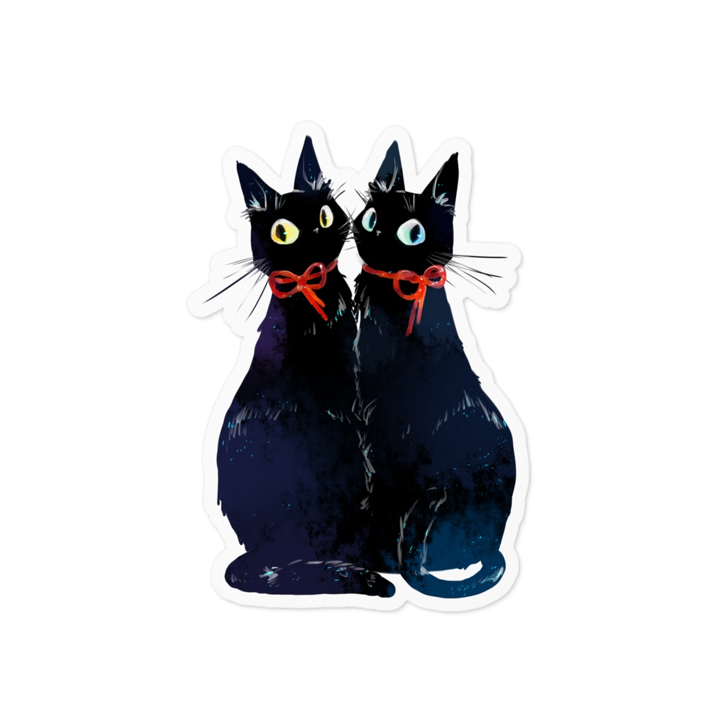 双子の黒猫ステッカー