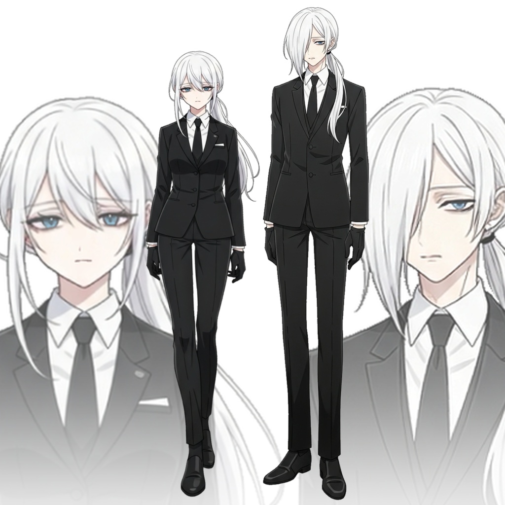 【立ち絵素材】白髪スーツの男女