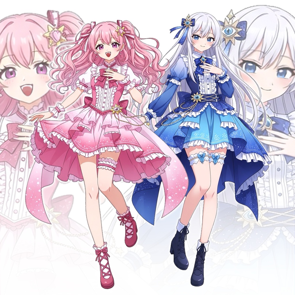 【立ち絵素材】アイドル　ピンク&ブルー