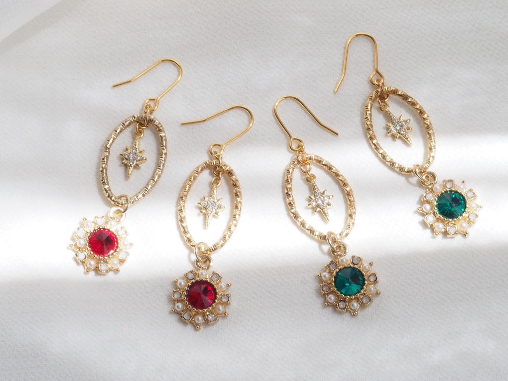 Vintage イヤリング・ピアス -Emerald-