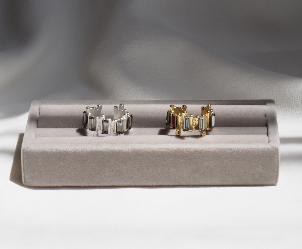 Pillar ring - Black diamond × Gold -