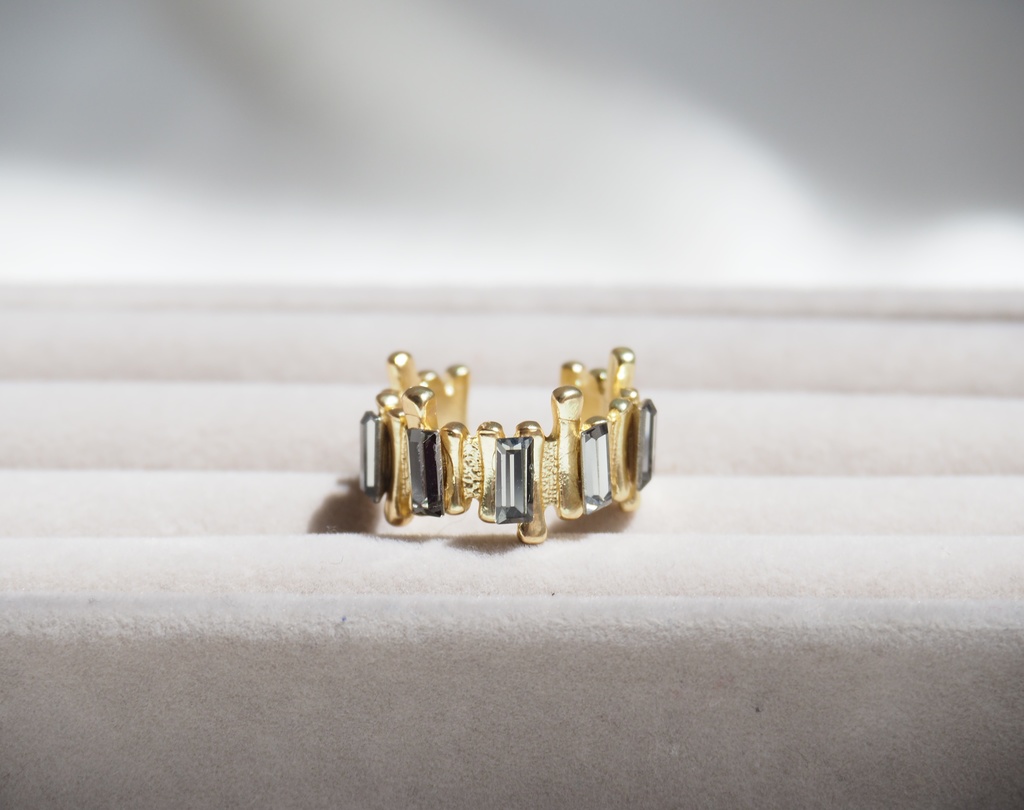 Pillar ring - Black diamond × Gold -
