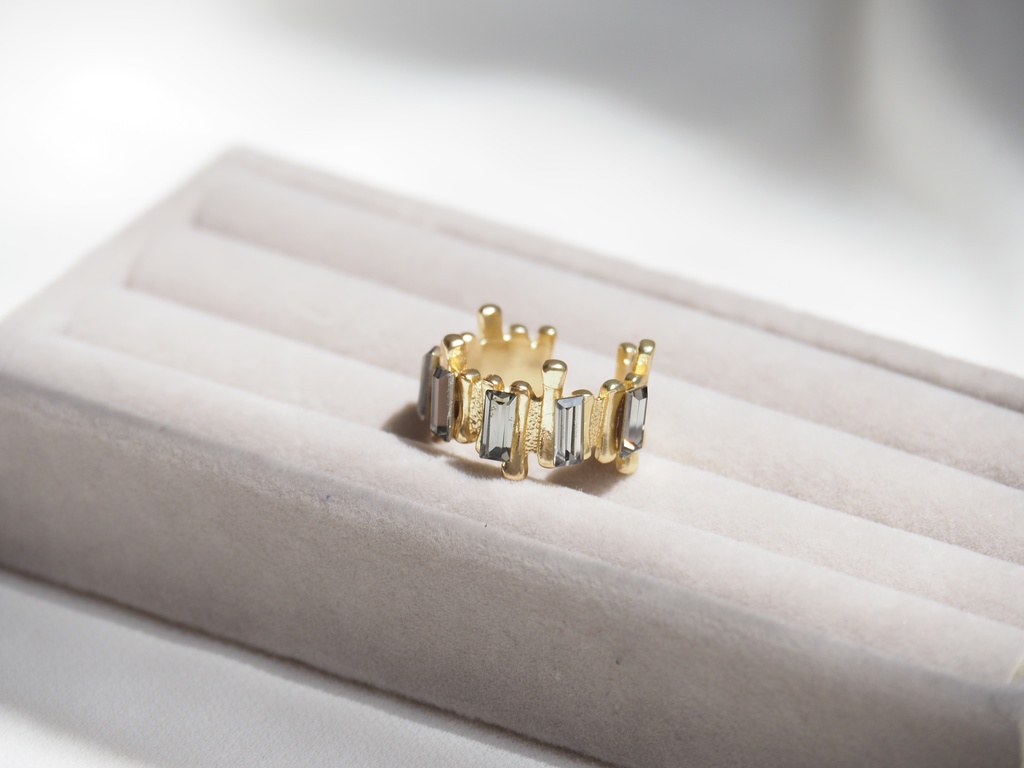 Pillar ring - Black diamond × Gold -