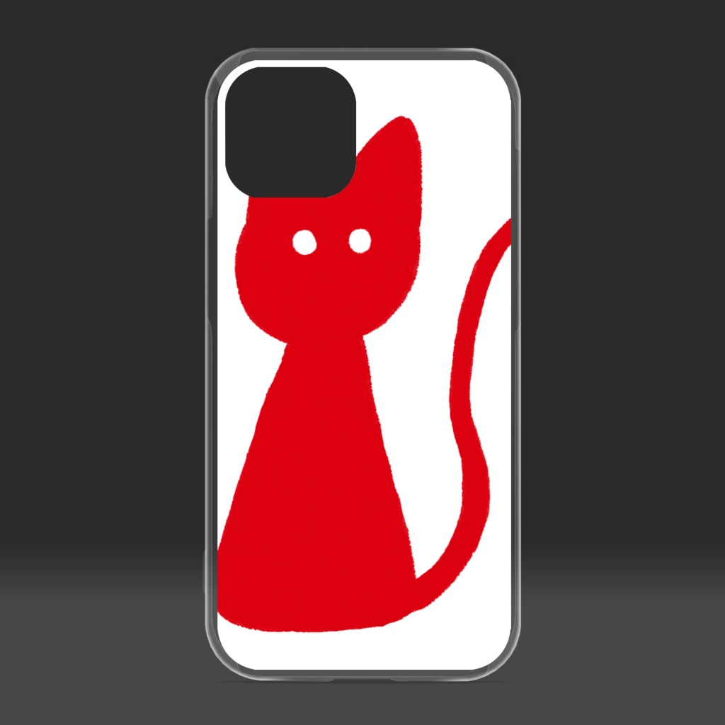 カラフル猫 アカ(iPhoneクリアケース)