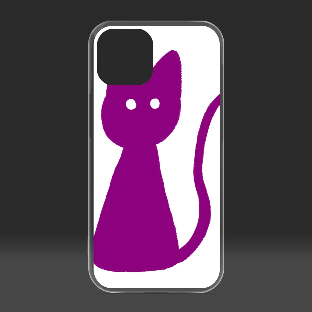カラフル猫 ムラサキ(iPhoneクリアケース)
