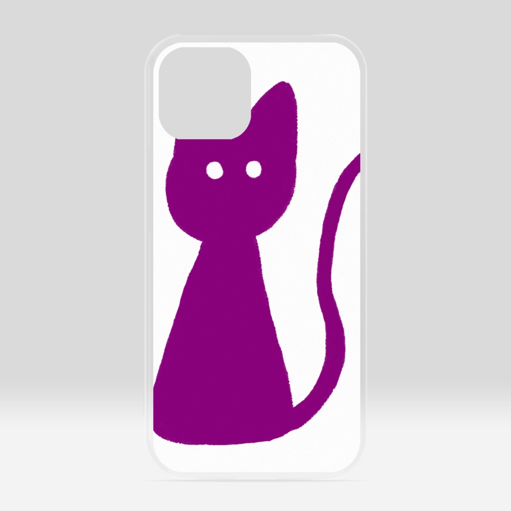 カラフル猫 ムラサキ(iPhoneクリアケース)