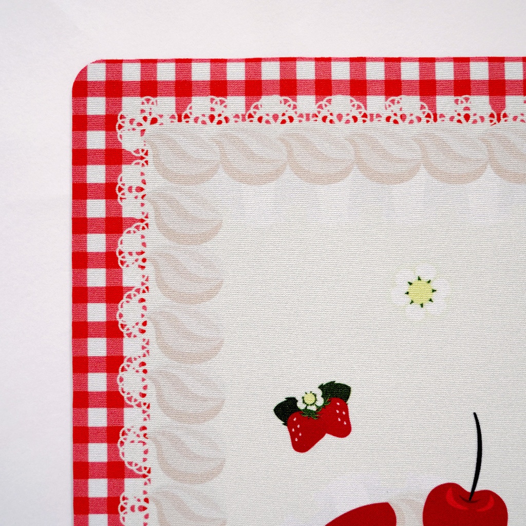 カードゲーム 布ラバー製プレイマット オリジナル 赤チェック(フルーツ×アイス) 610x355mm