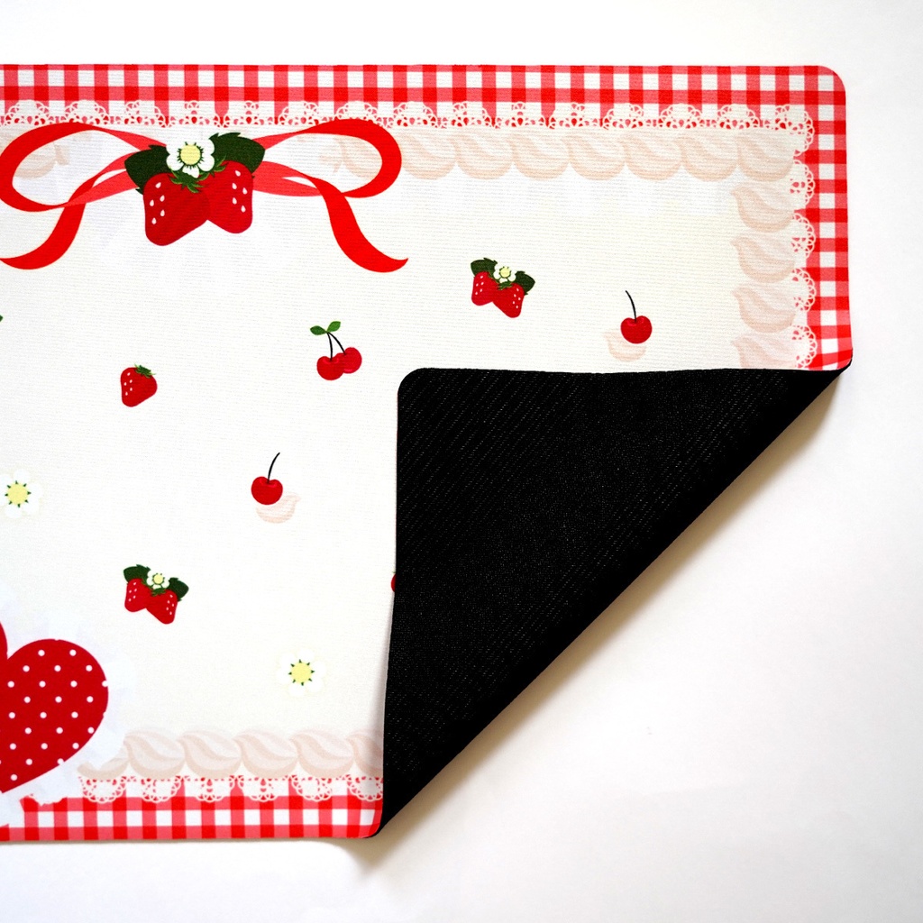 カードゲーム 布ラバー製プレイマット オリジナル 赤チェック(フルーツ×アイス) 610x355mm