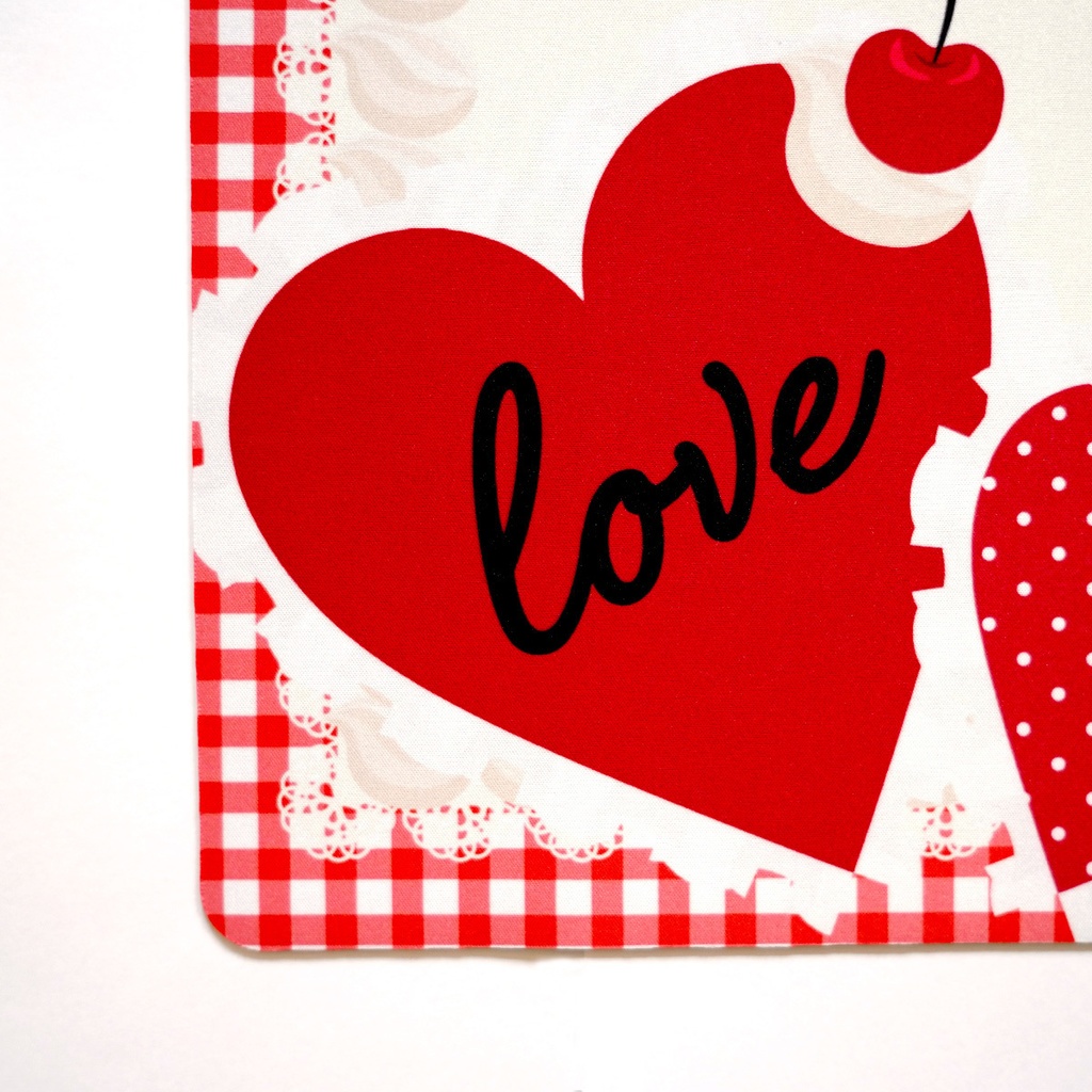 カードゲーム 布ラバー製プレイマット オリジナル 赤チェック(フルーツ×アイス) 610x355mm