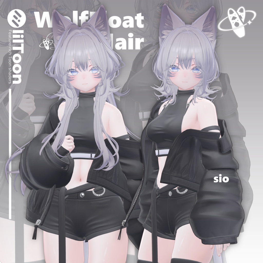 【19アバター対応】Wolf Float Hair【VRChat】