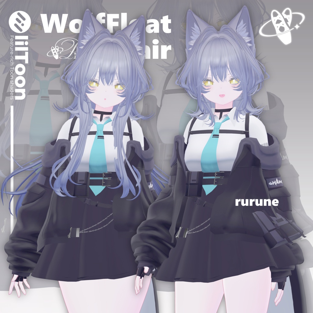 【19アバター対応】Wolf Float Hair【VRChat】