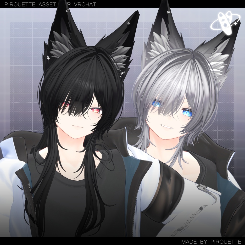 【22アバター対応】Line Wolf Hair【VRChat】