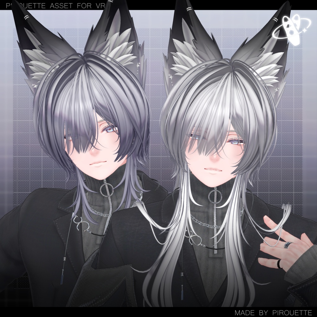 【22アバター対応】Line Wolf Hair【VRChat】