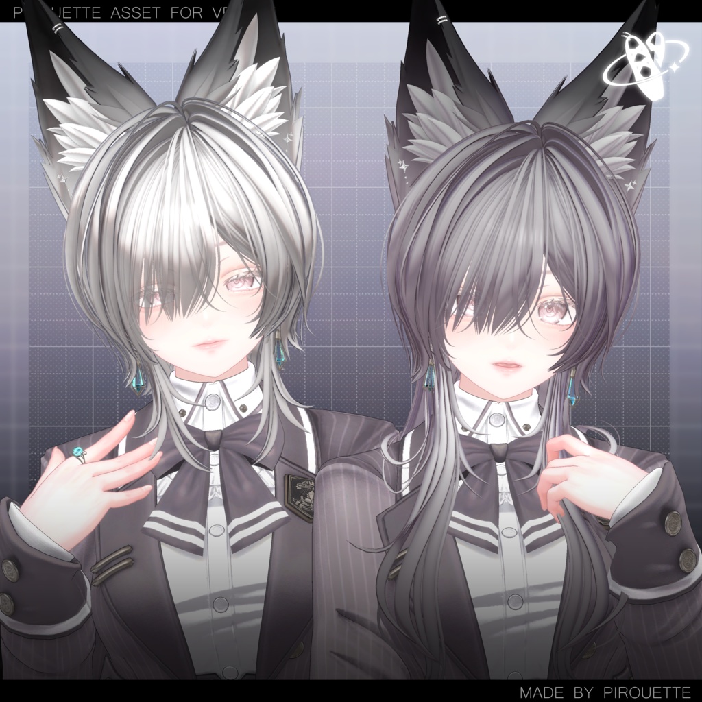 【22アバター対応】Line Wolf Hair【VRChat】