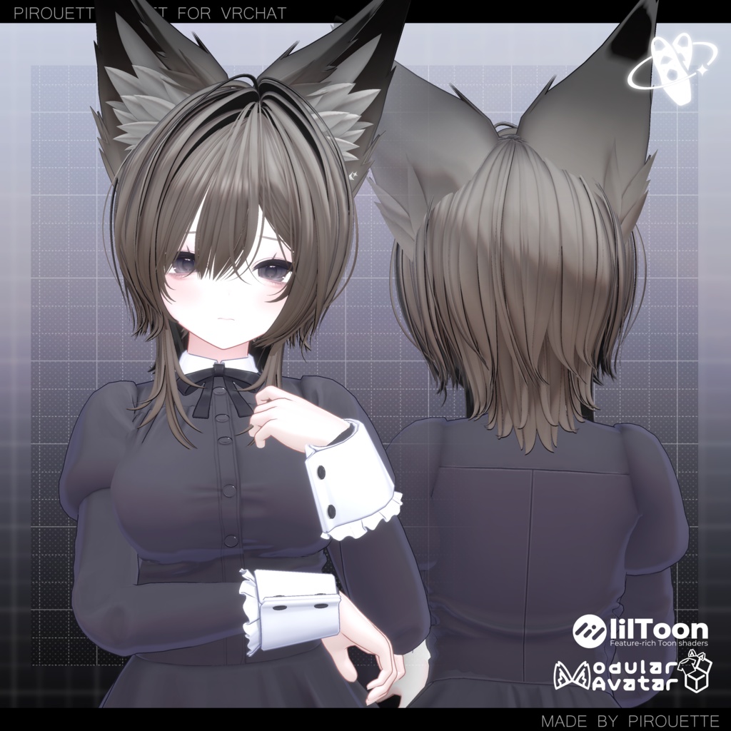 【22アバター対応】Line Wolf Hair【VRChat】
