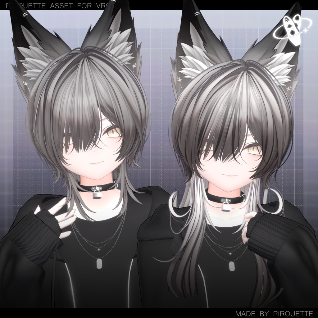 【22アバター対応】Line Wolf Hair【VRChat】