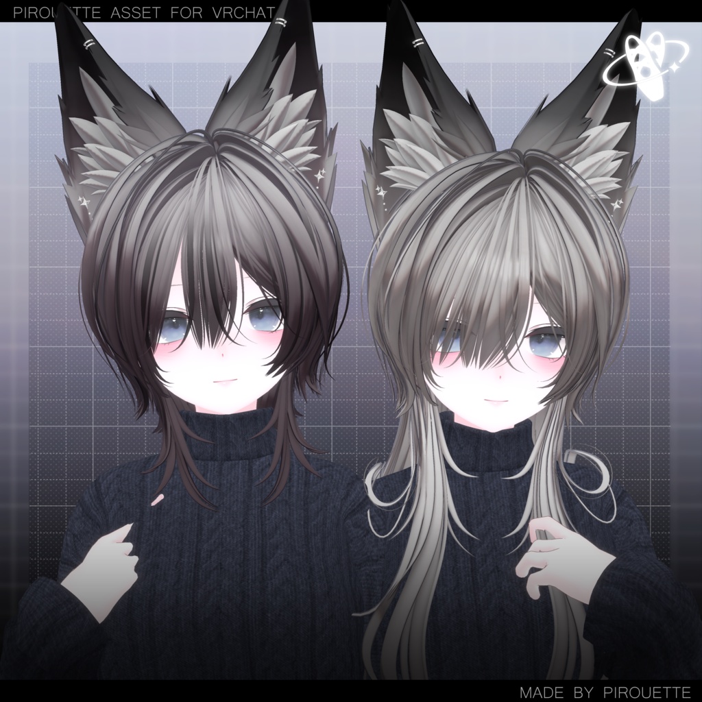 【22アバター対応】Line Wolf Hair【VRChat】