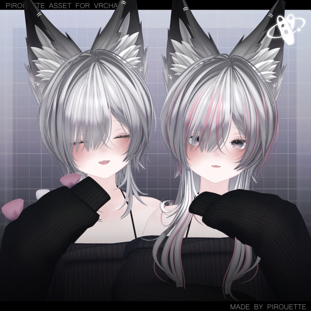 【22アバター対応】Line Wolf Hair【VRChat】
