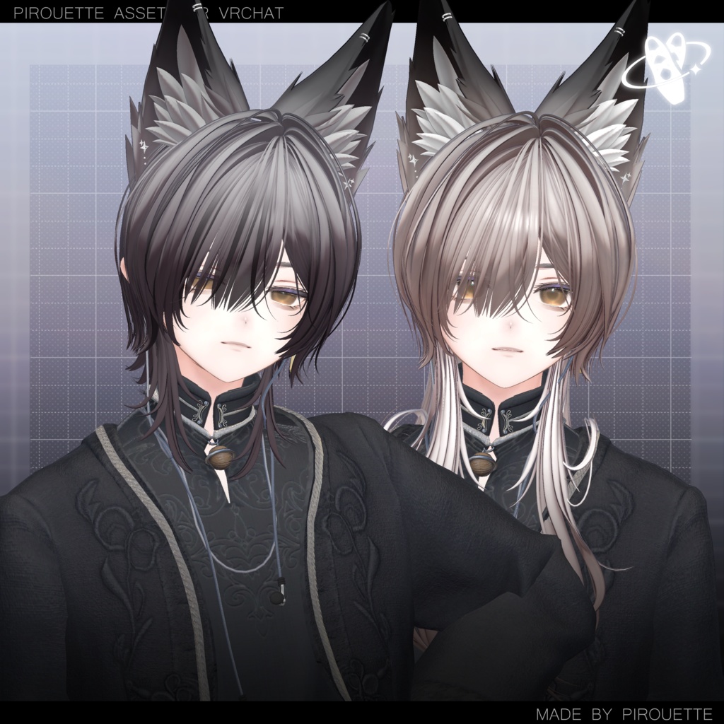 【22アバター対応】Line Wolf Hair【VRChat】