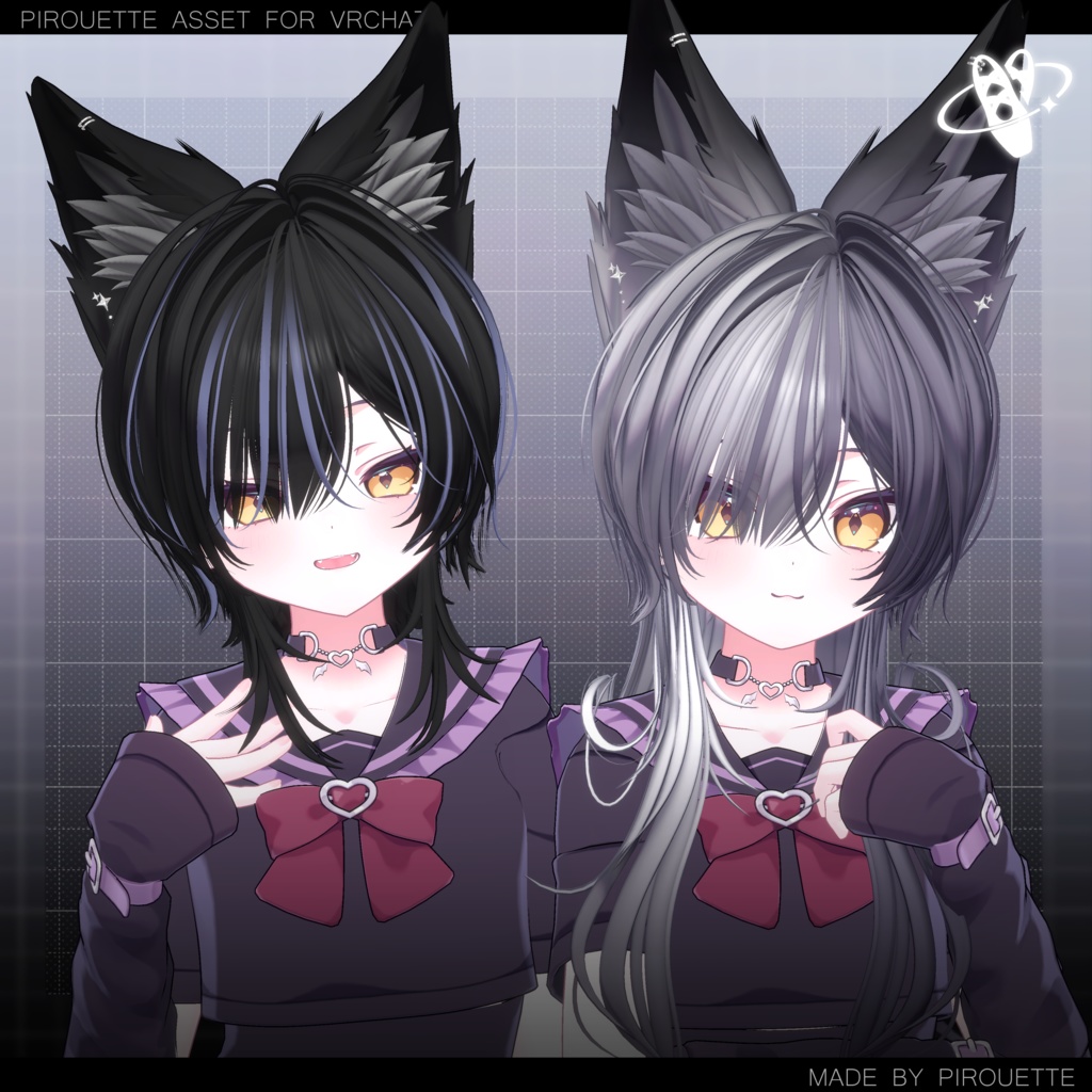 【22アバター対応】Line Wolf Hair【VRChat】