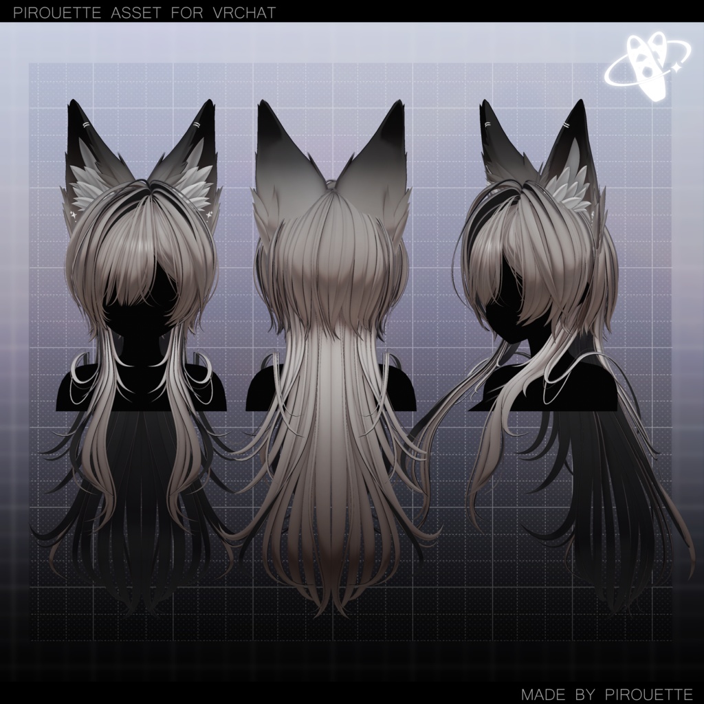 【22アバター対応】Line Wolf Hair【VRChat】