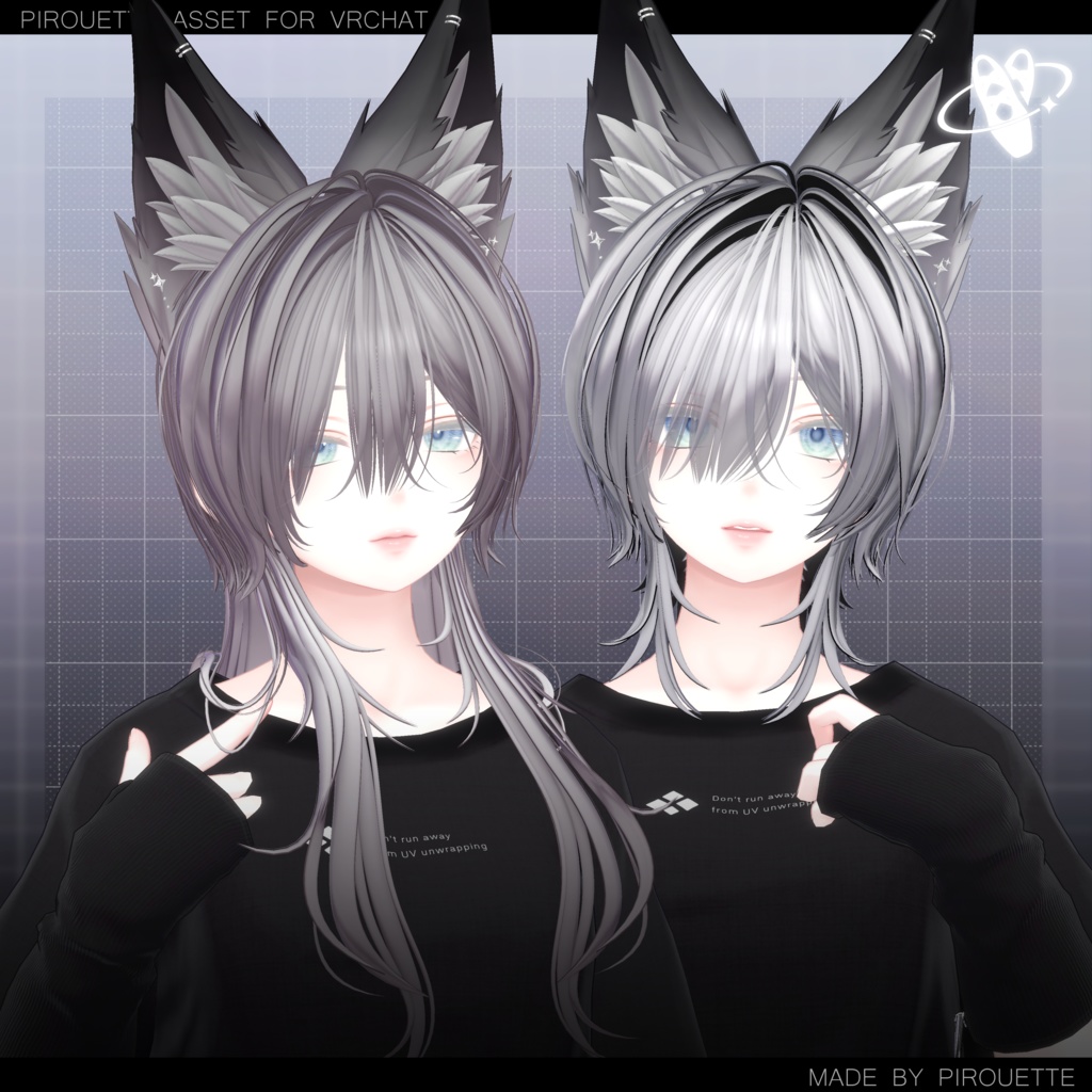 【22アバター対応】Line Wolf Hair【VRChat】