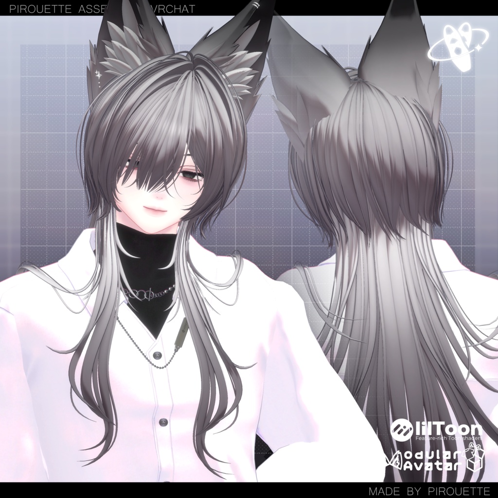 【22アバター対応】Line Wolf Hair【VRChat】