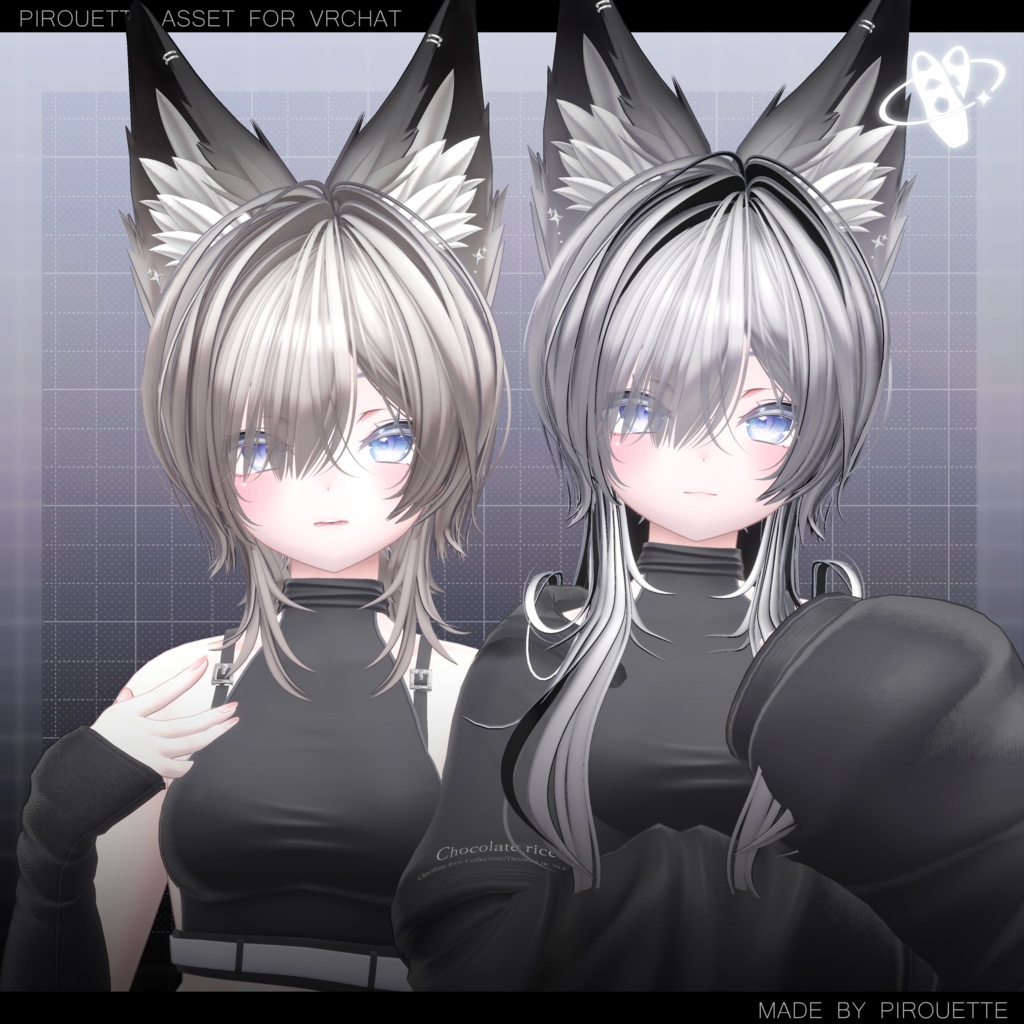 【22アバター対応】Line Wolf Hair【VRChat】