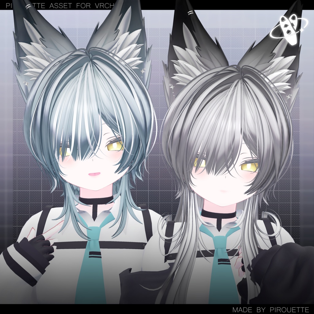 【22アバター対応】Line Wolf Hair【VRChat】