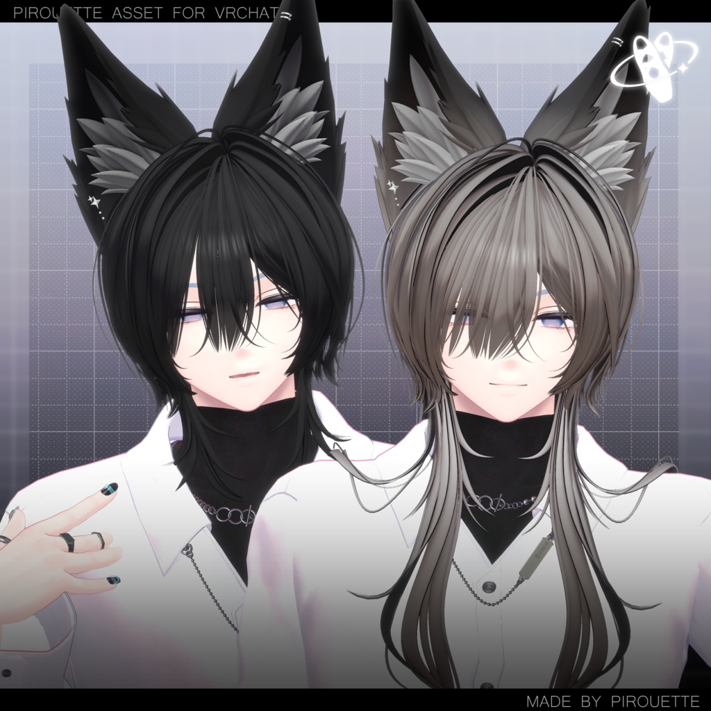 【22アバター対応】Line Wolf Hair【VRChat】