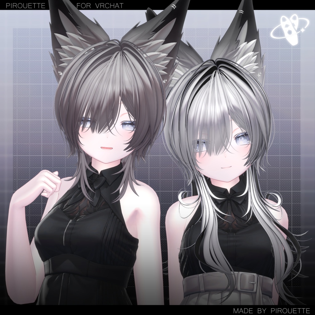 【22アバター対応】Line Wolf Hair【VRChat】